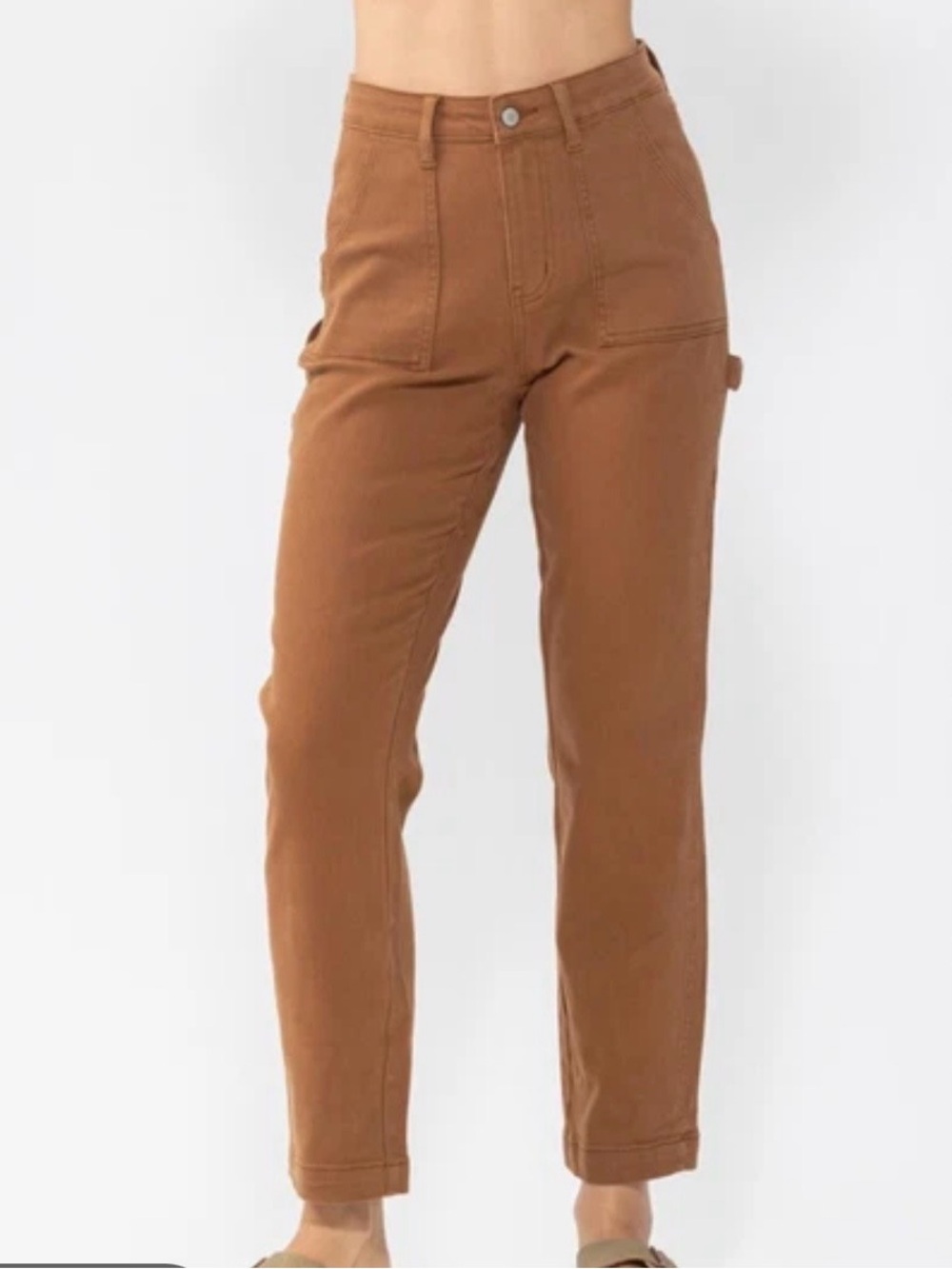Judy Blue Straight-Leg Carpenter Jeans in Brown